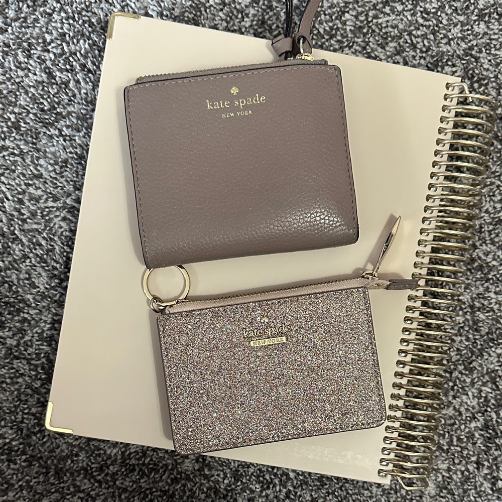 kate spade wallet + glitter card pouch / coin purse bundle